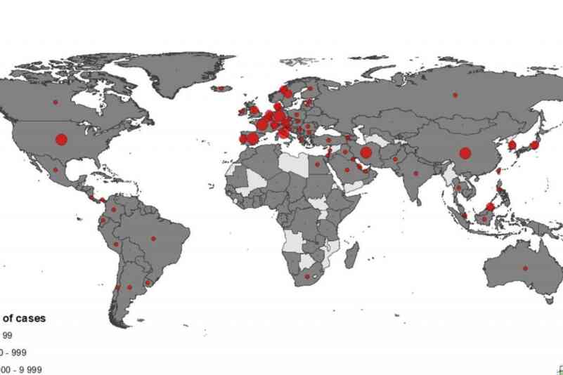 Novel coronavirus covid 19 geographical distribution world 2020 03 21